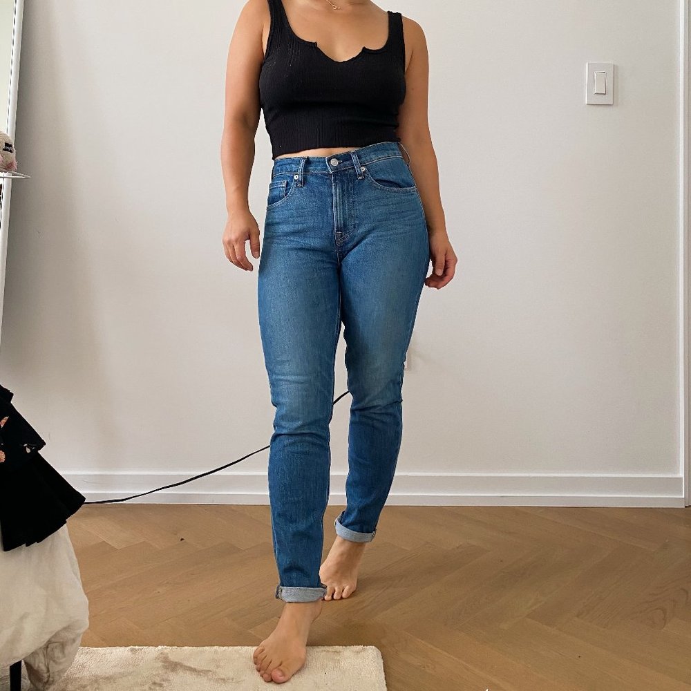 Everlane Slim Straight Jean, Classic Blue, Size 25